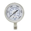 Pro 2 1/2 in Dial, 0/20,000 PSI & Bar, 1/4 in NPT, Lower Mount Dry/Fillable Pressure Gauge PRO-301D-254W-01